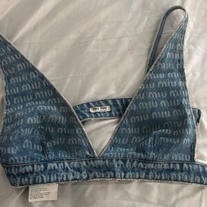 Miu Miu Blue Denim Crop Top